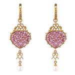 Gingerbread earrings made of silver with gold and citall, pink