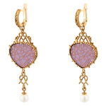 Gingerbread earrings made of silver with gold and citall, pink