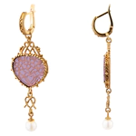 Gingerbread earrings made of silver with gold and citall, pink