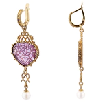 Gingerbread earrings made of silver with gold and citall, lilac