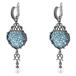Gingerbread earrings made of silver with citall, blue