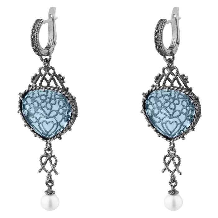 Gingerbread earrings made of silver with citall, blue