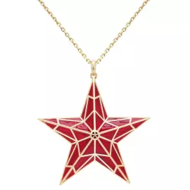 Подвеска "Звезда" из золота с эмалью, красная