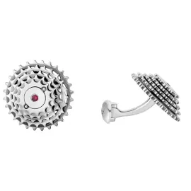 Запонки "Велоспорт" из серебра с рубином