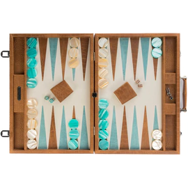 Exclusive backgammon set "Alain" made of leather, beige
