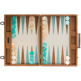 Exclusive backgammon set "Alain" made of leather, beige