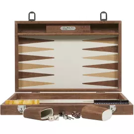 Эксклюзивный набор для игры в нарды "Alain" из кожи, бежевый, большой