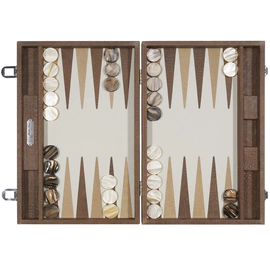 Exclusive backgammon set "Alain" made of leather, beige, large
