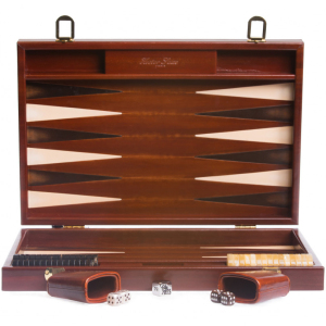 Exclusive backgammon set "Louis" made of leather, brown, large
