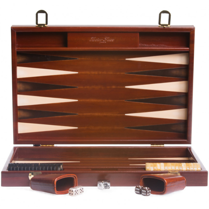Exclusive backgammon set "Louis" made of leather, brown, large