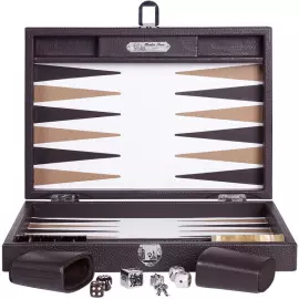 Эксклюзивный набор для игры в нарды "Baptiste" из кожи, коричневый, малый