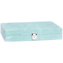Exclusive backgammon set "Alain" made of leather, turquoise, small