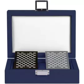 Exclusive set of Buffalo game cards made of leather, blue