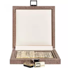 Эксклюзивный набор для игры в домино из кожи Alligator, бежевый