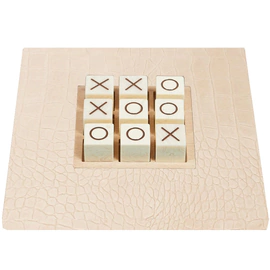 Exclusive board game "Tic Tac Toe" made of leather, beige