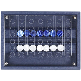 Exclusive board game "Four in a row" made of Buffalo leather, blue