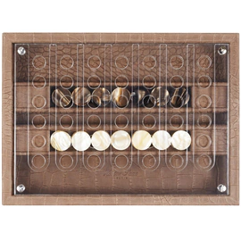 Exclusive board game "Four in a row" made of Alligator leather, brown