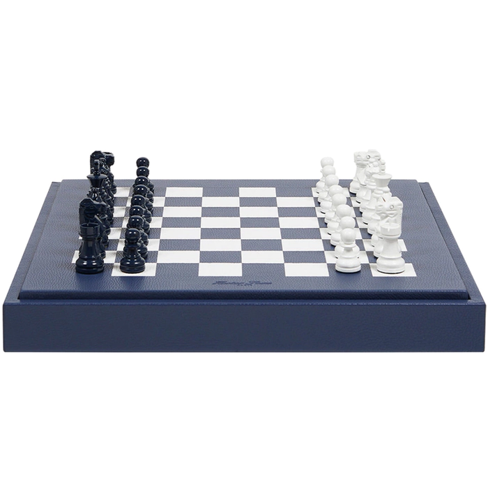 Exclusive Buffalo Blue leather Chess Set