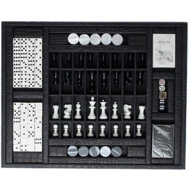Exclusive set of "Alligator" games made of leather, color black