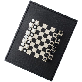 Exclusive set of "Alligator" games made of leather, color black