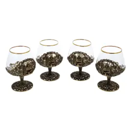 Набор бокалов для коньяка "Нефтяник" на 4 персоны, в кожаном футляре