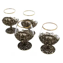 Набор бокалов для коньяка "Нефтяник" на 4 персоны, в кожаном футляре