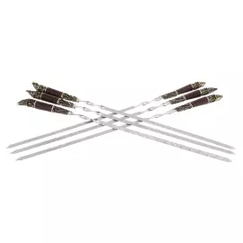 Шампуры из нержавеющей стали "Рыбалка" на 6 персон, в кожаном колчане