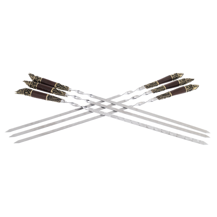 Stainless steel skewers "Fishing" in a leather quiver