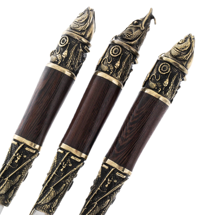 Stainless steel skewers "Fishing" in a leather quiver