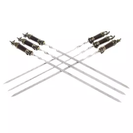 Шампуры из нержавеющей стали "Нефтяник" на 6 персон, в кожаном колчане