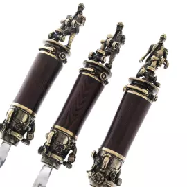 Шампуры из нержавеющей стали "Нефтяник" на 6 персон, в кожаном колчане