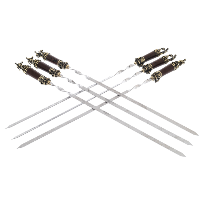 Stainless steel skewers "Valve" in a leather quiver