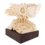 Highly artistic sculpture "Owl" made of mammoth tusk