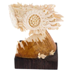 Highly artistic sculpture "Owl" made of mammoth tusk