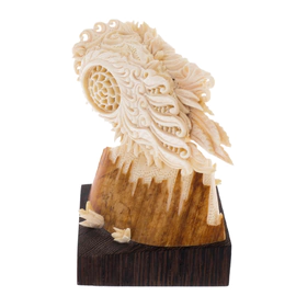Highly artistic sculpture "Owl" made of mammoth tusk