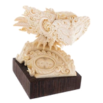 Highly artistic sculpture "Owl" made of mammoth tusk