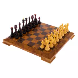 Cap chess with amber pieces