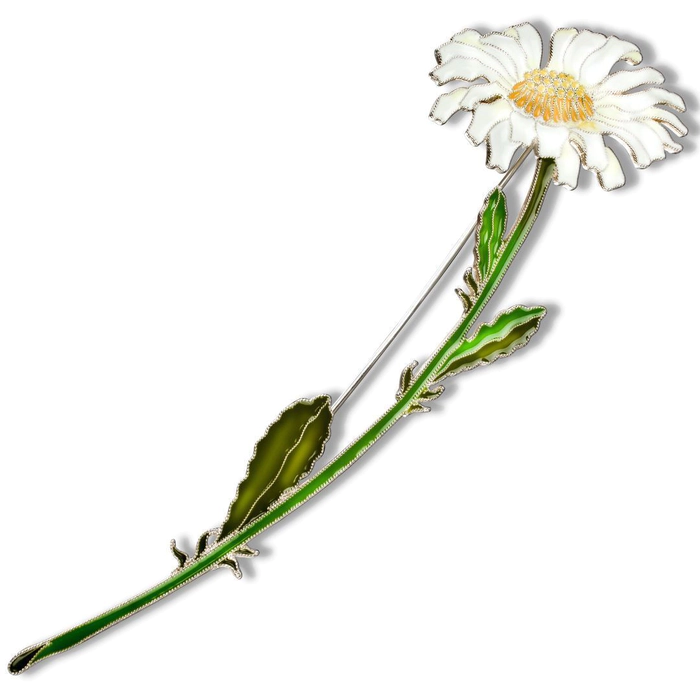 Gift set with a book, a daisy brooch and a silk handkerchief