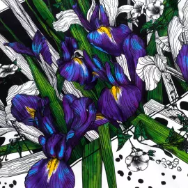 Набор подарочный с книгой, брошью "Ирис" и шелковым платком