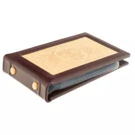 Leather business card holder with gilded insert "Coat of Arms" Zlatoust