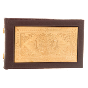 Leather business card holder with gilded insert "Coat of Arms" Zlatoust