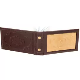Leather business card holder with gilded insert "Coat of Arms" Zlatoust