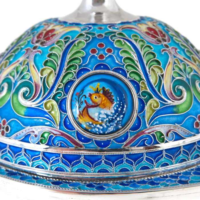 Икорница "Золотая рыбка" финифть