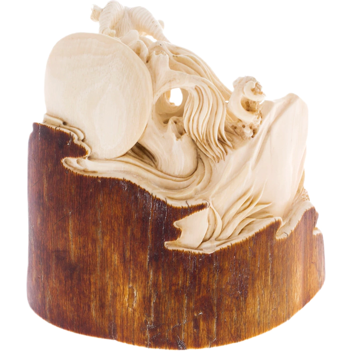 Mammoth tusk sculpture "Goat and Kid"