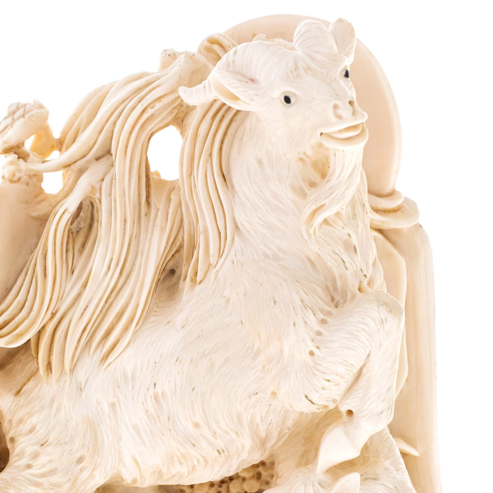 Mammoth tusk sculpture "Goat and Kid"
