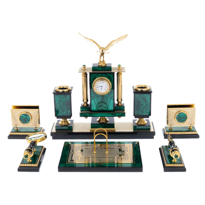 Письменный набор из малахита "Орел"