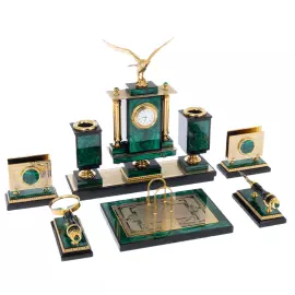 Письменный набор из малахита "Орел"