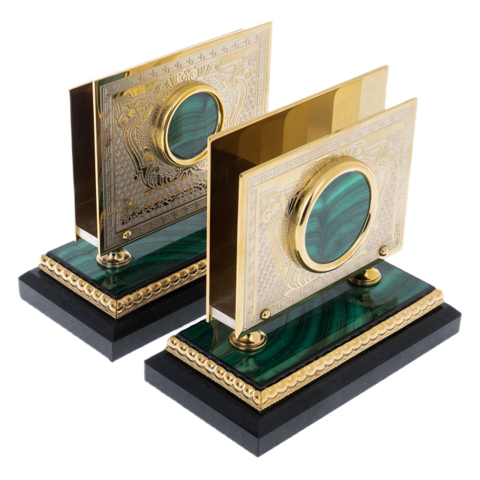 Письменный набор из малахита "Орел"