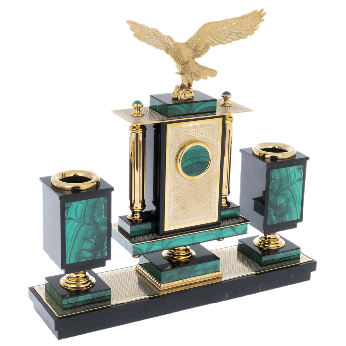 Письменный набор из малахита "Орел"