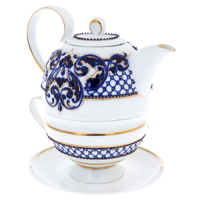 Egoist porcelain tea set for 1 person, blue